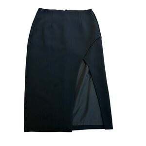 dynamite black faux wrap high slit pencil skirt Sz S